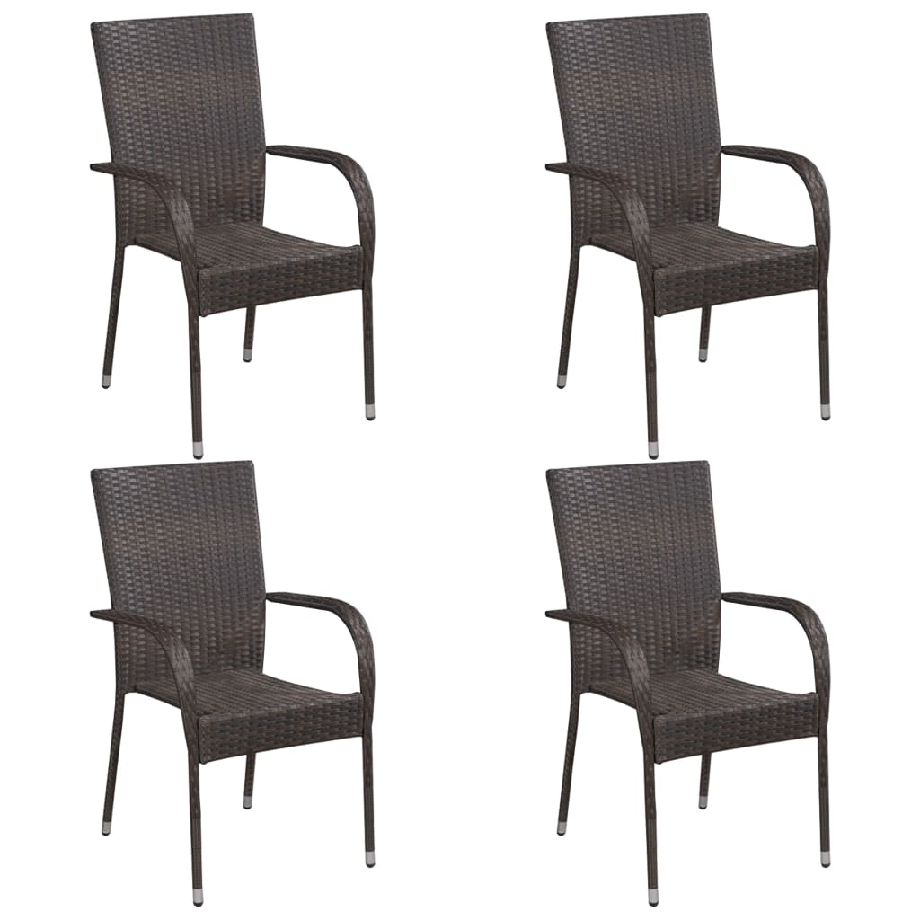 5 Pcs conjunto de jantar para jardim castanho
