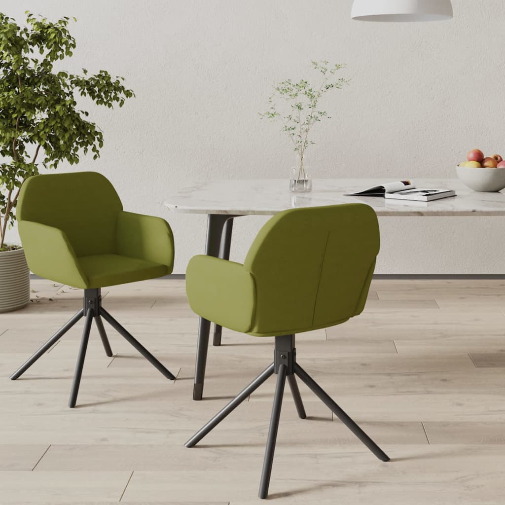 Cadeiras de jantar giratórias 2 pcs veludo verde-claro