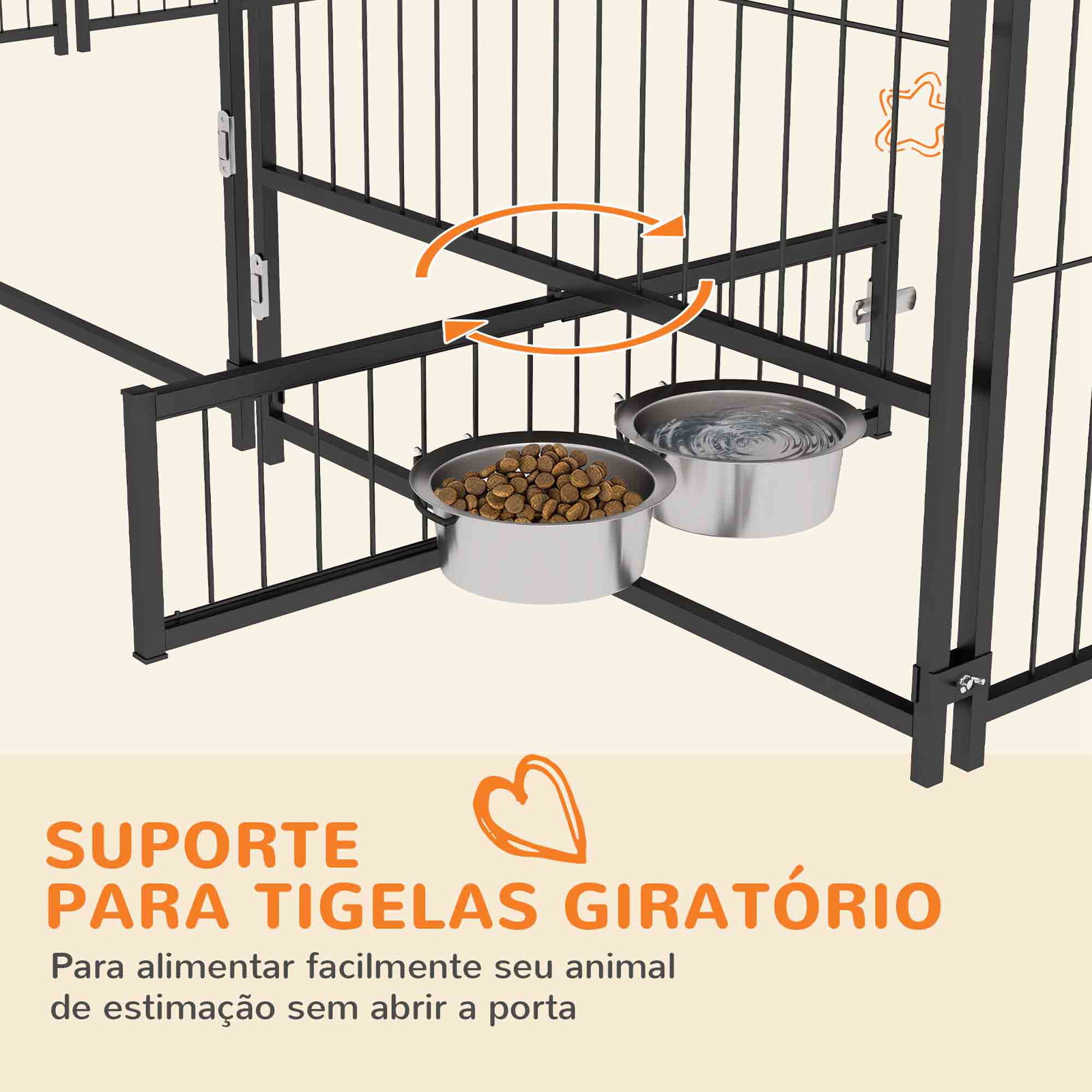 Parque para cães com toldo canil para exterior com suporte giratório para comida 2 tigelas 211x211x151 cm preto marrom