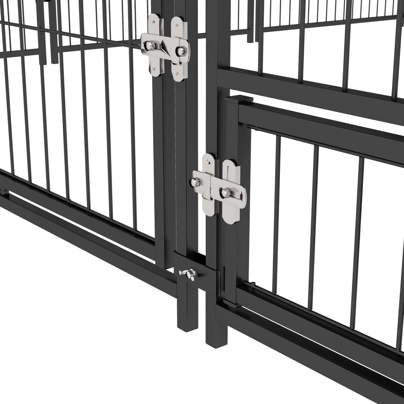 Parque para cães com toldo canil para exterior com suporte giratório para comida 2 tigelas 211x211x151 cm preto marrom