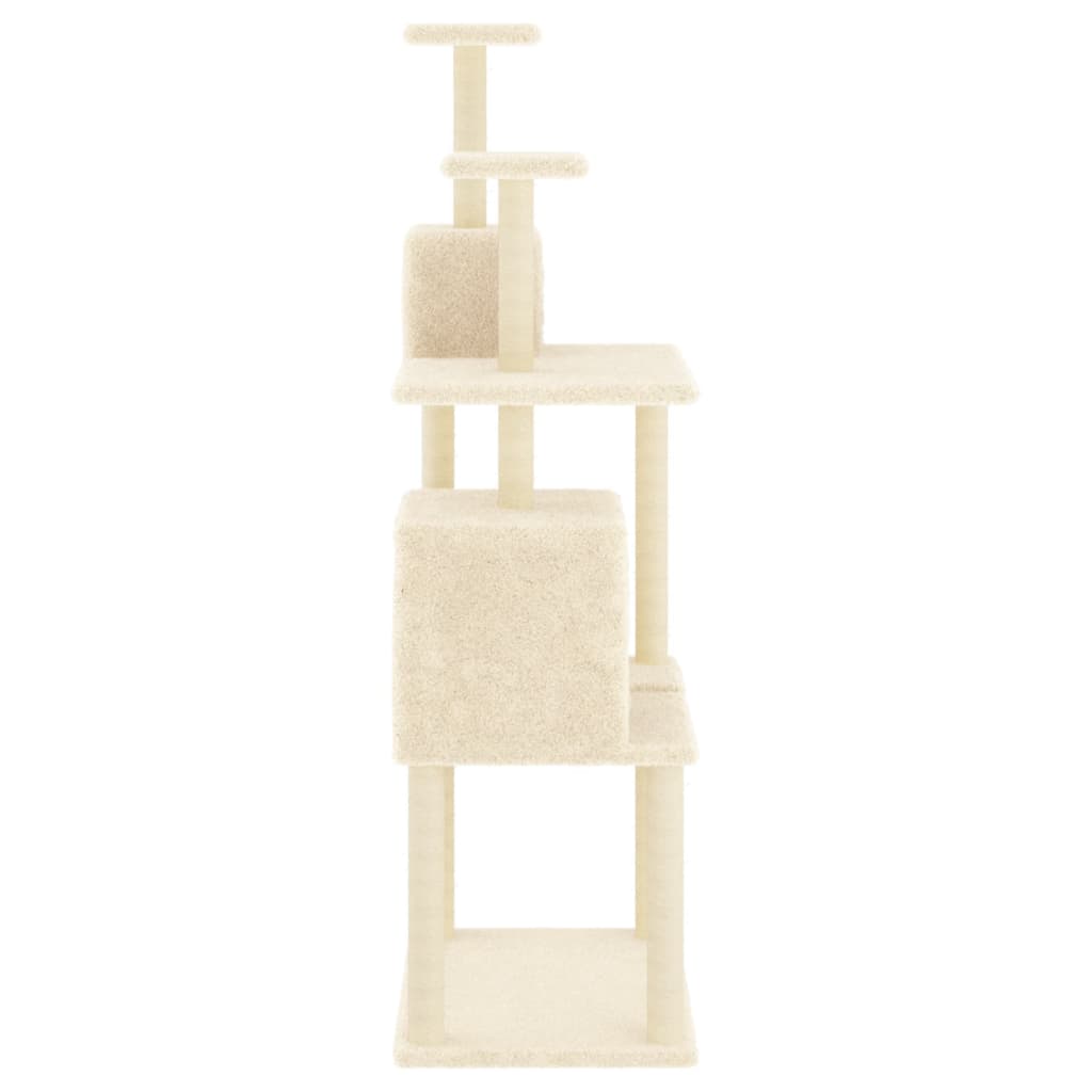 Árvore p/ gatos c/ postes arranhadores sisal 167 cm cor creme