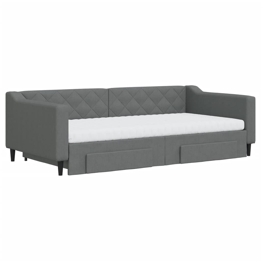 Sofá-cama c/ gavetão/gavetas 100x200 cm tecido cinzento-escuro