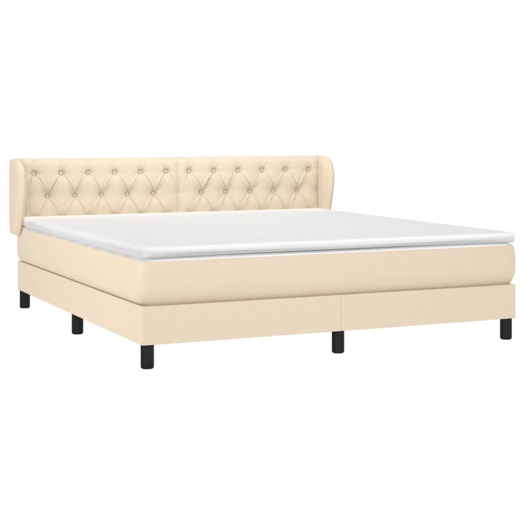 Cama com molas/colchão 160x200 cm tecido cor creme
