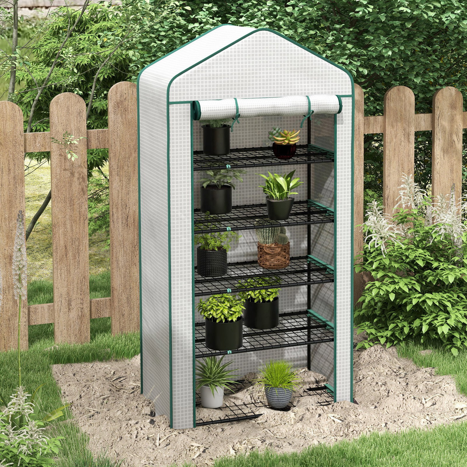 Estufa de jardim de 5 prateleiras estufa resistente com 1 porta com fecho de correr anti-UV 90x49x193 cm branco