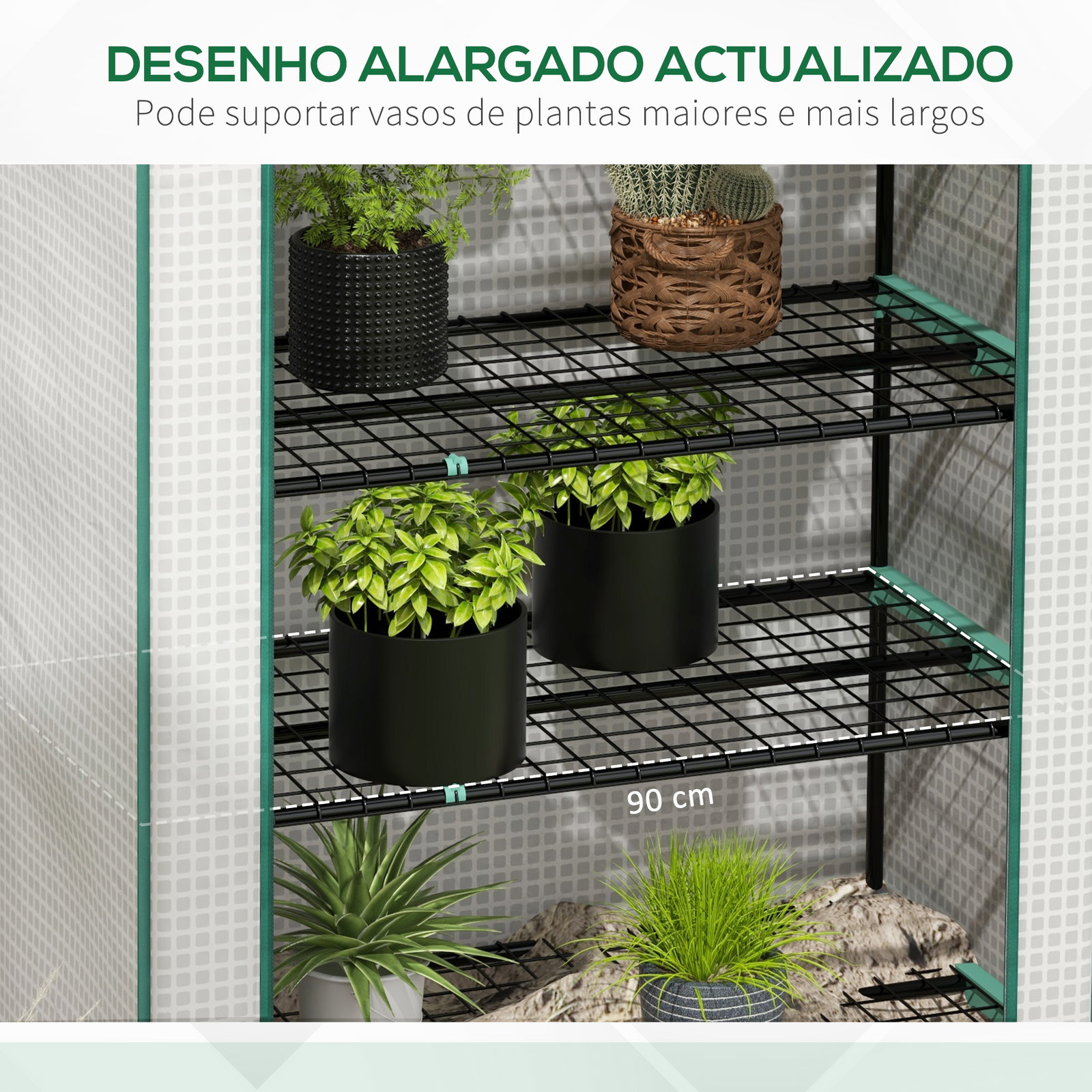 Estufa de jardim de 5 prateleiras estufa resistente com 1 porta com fecho de correr anti-UV 90x49x193 cm branco