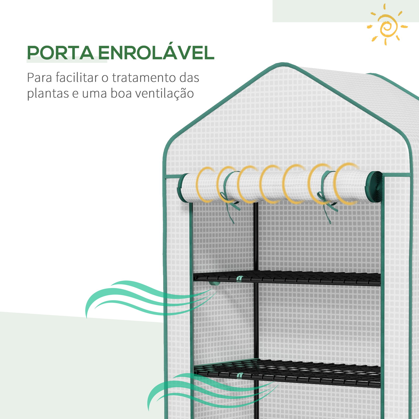 Estufa de jardim de 5 prateleiras estufa resistente com 1 porta com fecho de correr anti-UV 90x49x193 cm branco