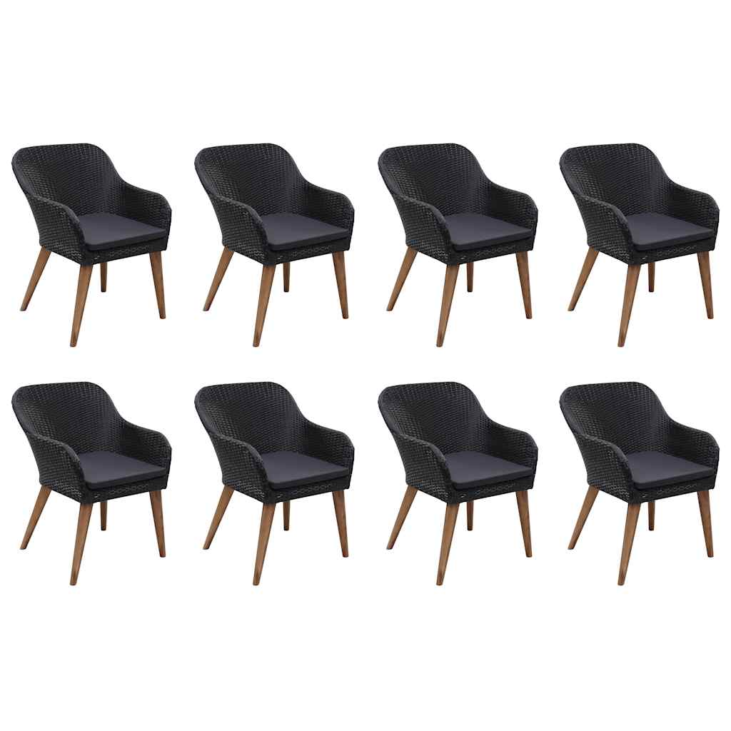 9 Pcs conjunto de jantar para jardim preto