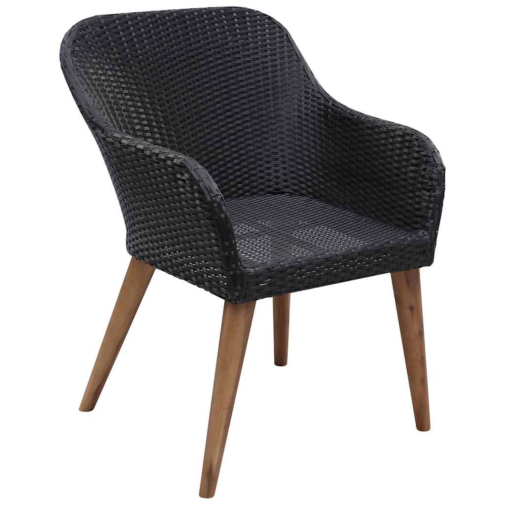 9 Pcs conjunto de jantar para jardim preto