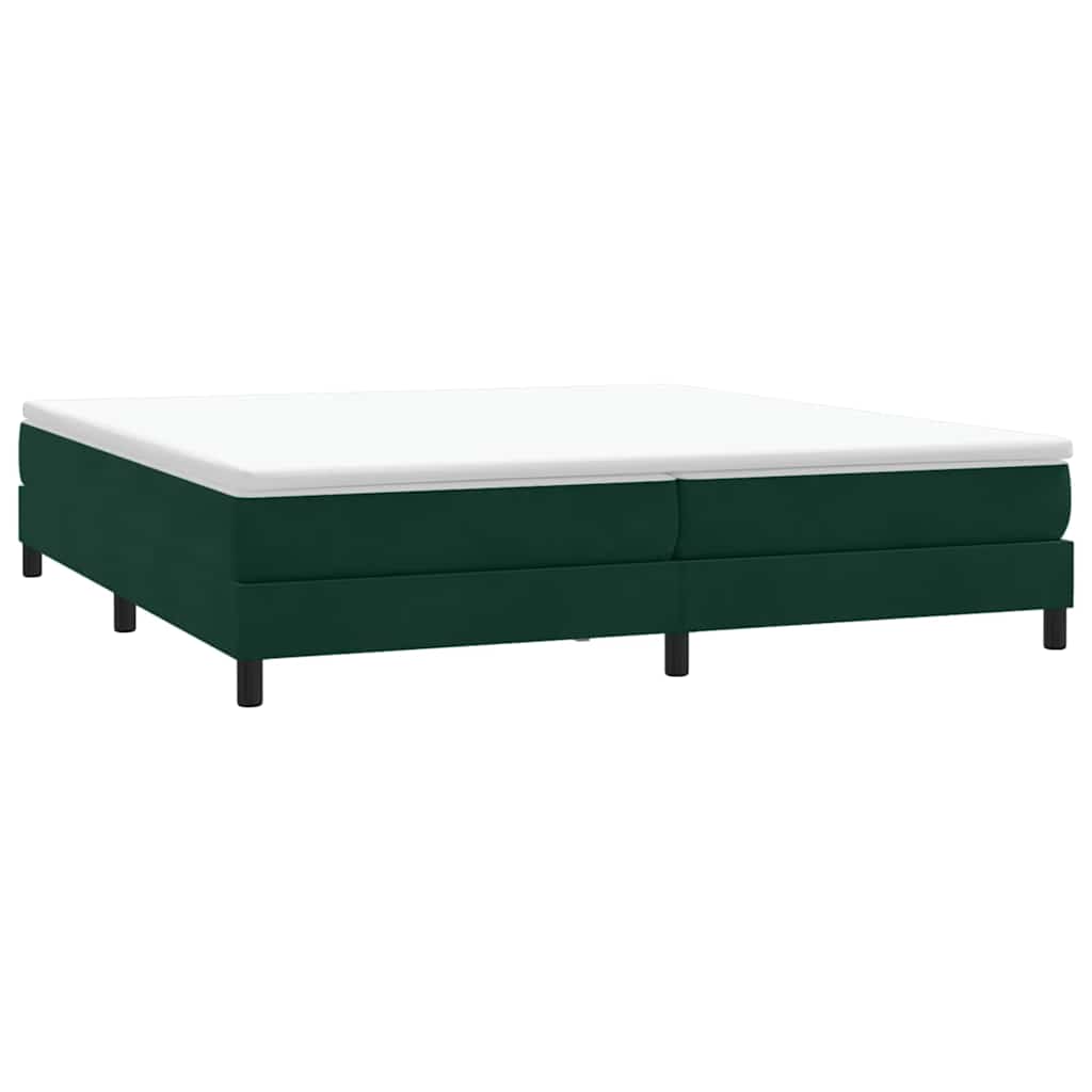 Cama com molas sem colchão 200x210 cm veludo verde-escuro
