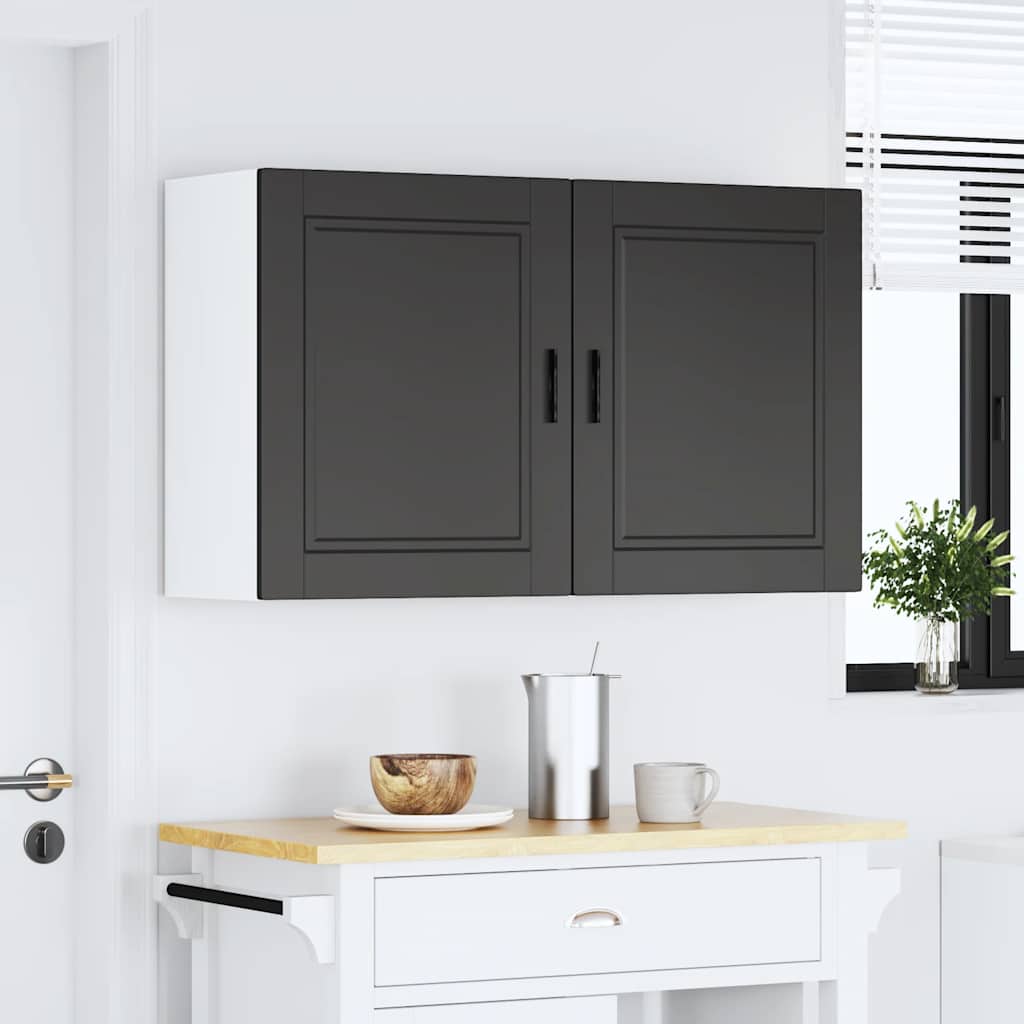 Armários parede cozinha 2 pcs porto madeira engenheirada preto