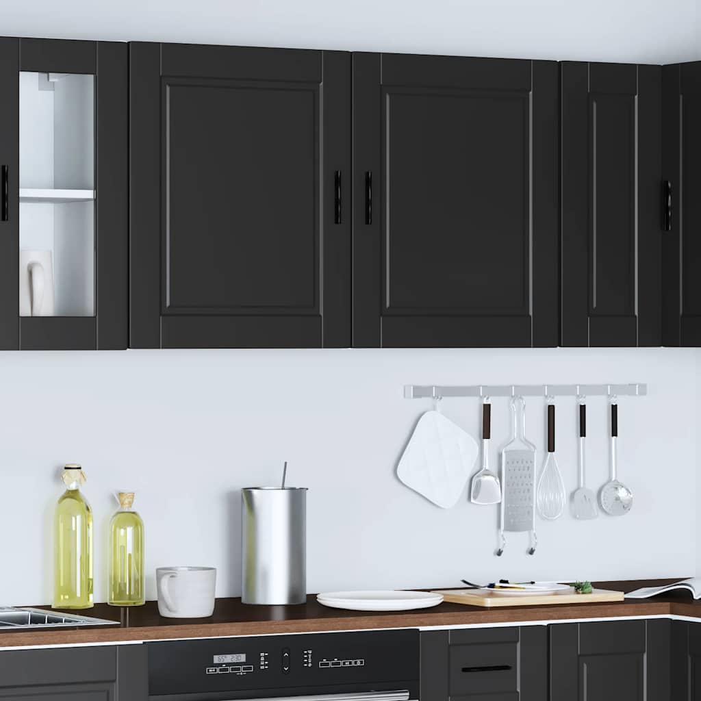 Armários parede cozinha 2 pcs porto madeira engenheirada preto