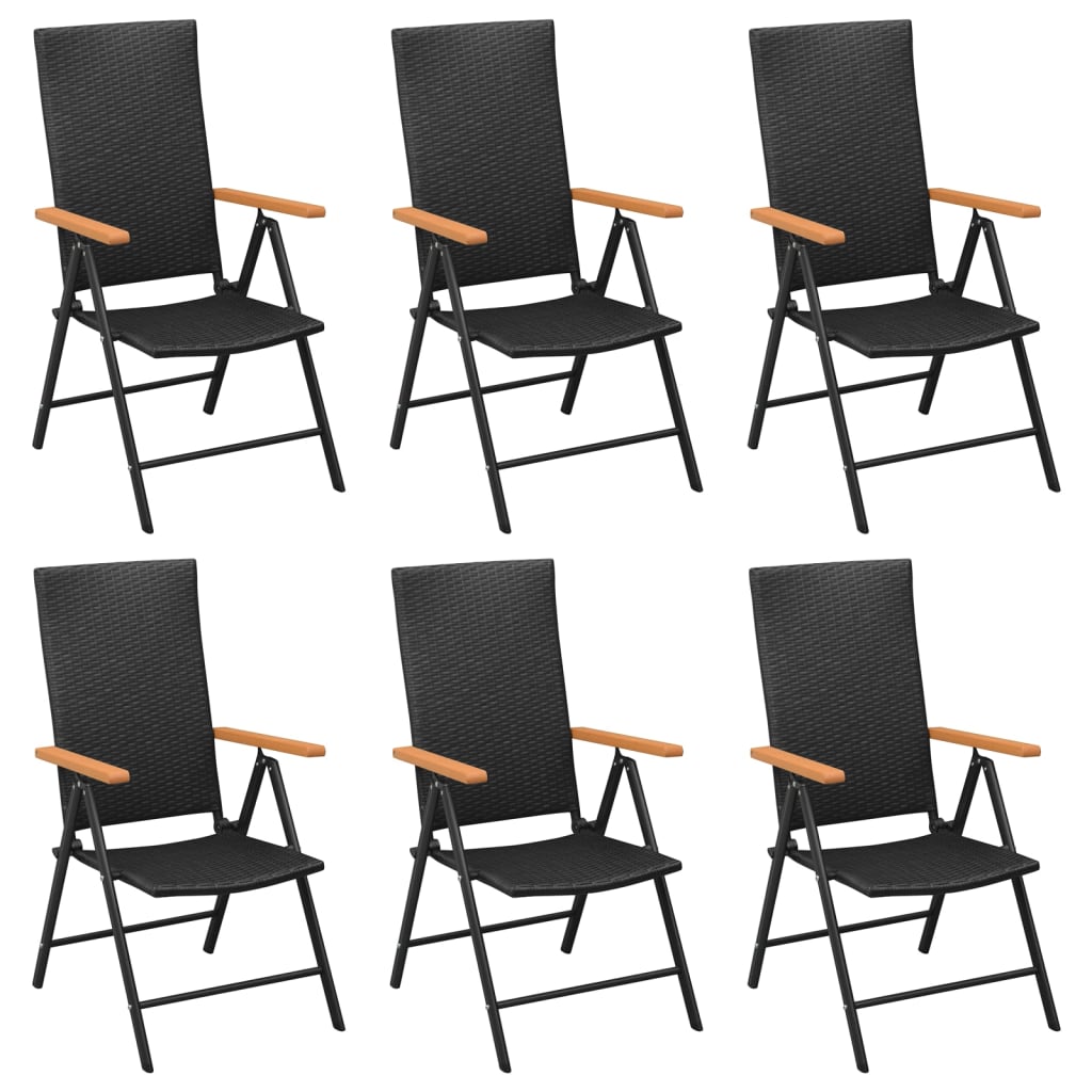 7 Pcs conjunto de jantar para jardim vime PE castanho