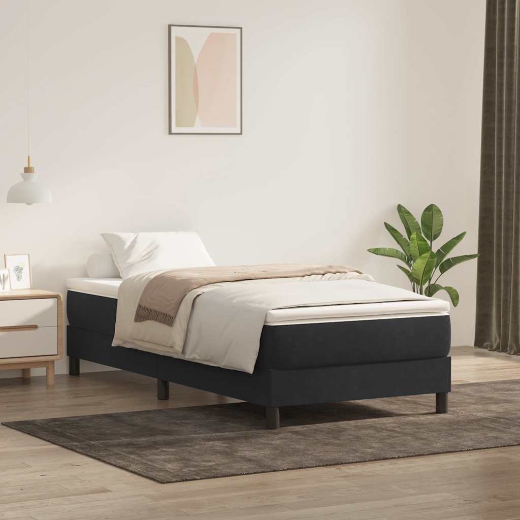 Cama com molas sem colchão 90x220 cm veludo preto