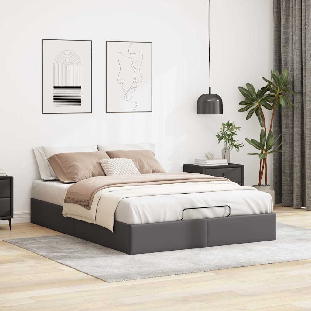 Estrutura de cama otomana sem colchão 140x190 cm cinzenta