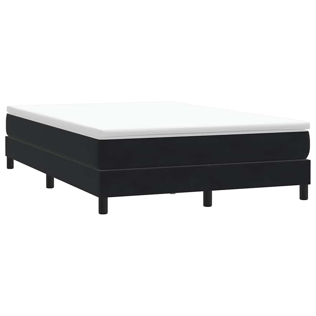 Box cama de molas sem colchão preto 140x210 cm veludo