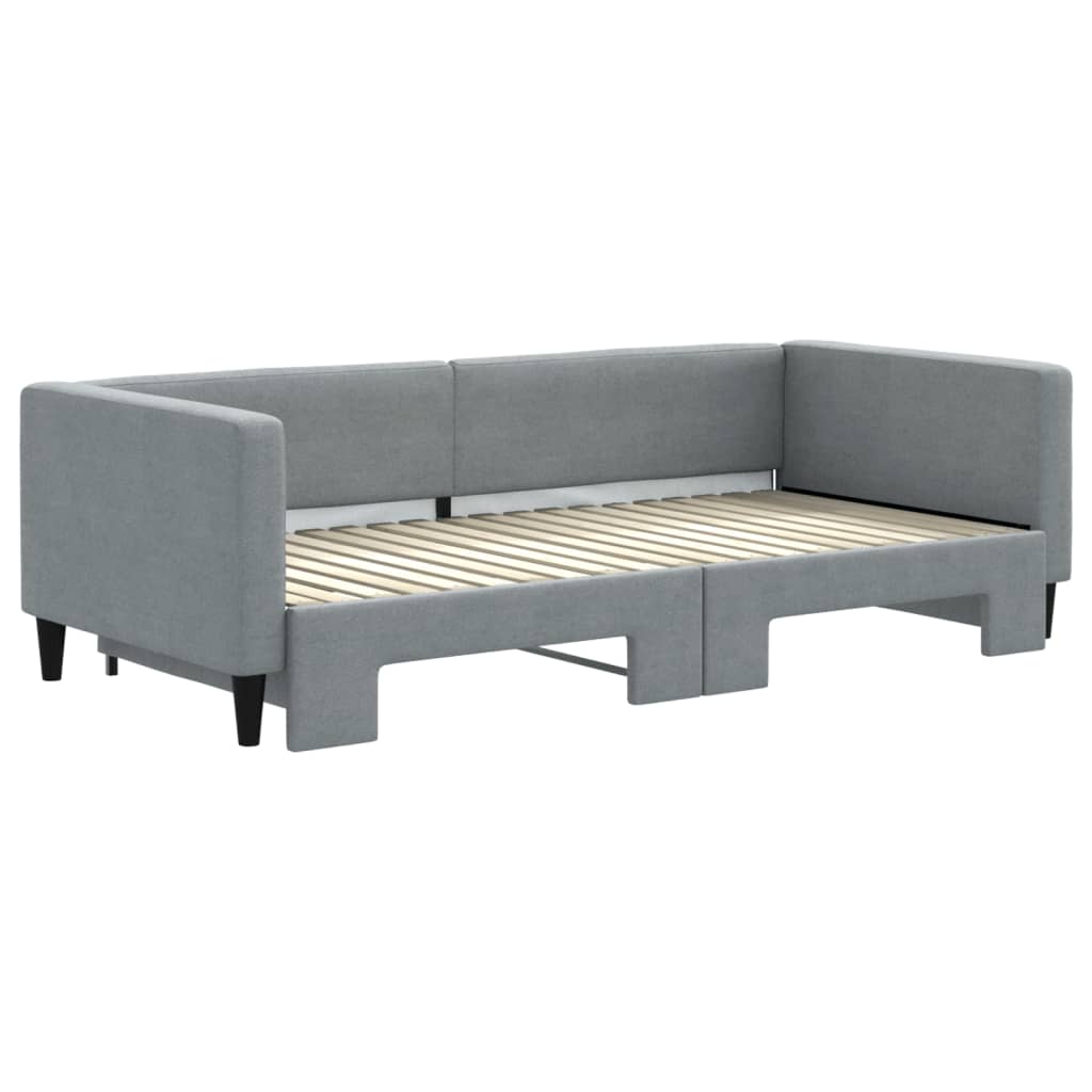 Sofá-cama com gavetão 100x190 cm tecido cinzento-claro