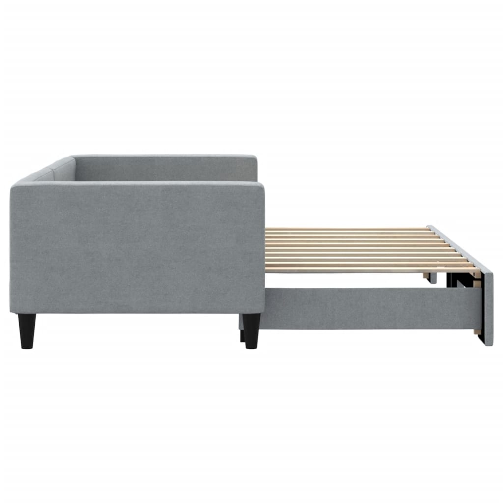 Sofá-cama com gavetão 100x190 cm tecido cinzento-claro