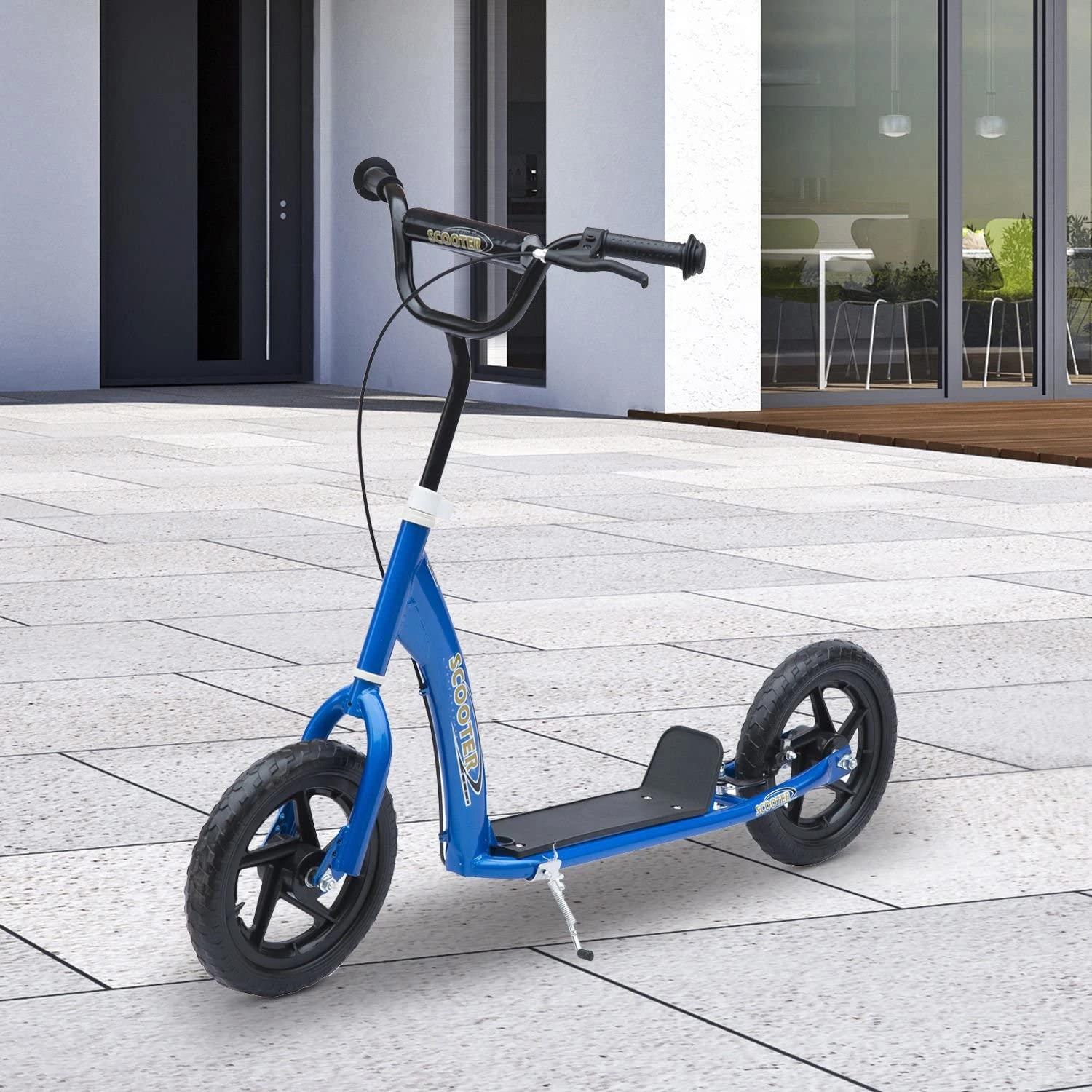 Trotinete para Crianças acima de 5 anos Scooter de 2 Rodas Grandes de 12 Polegadas com Freio e Guidão Ajustável em Altura Carga