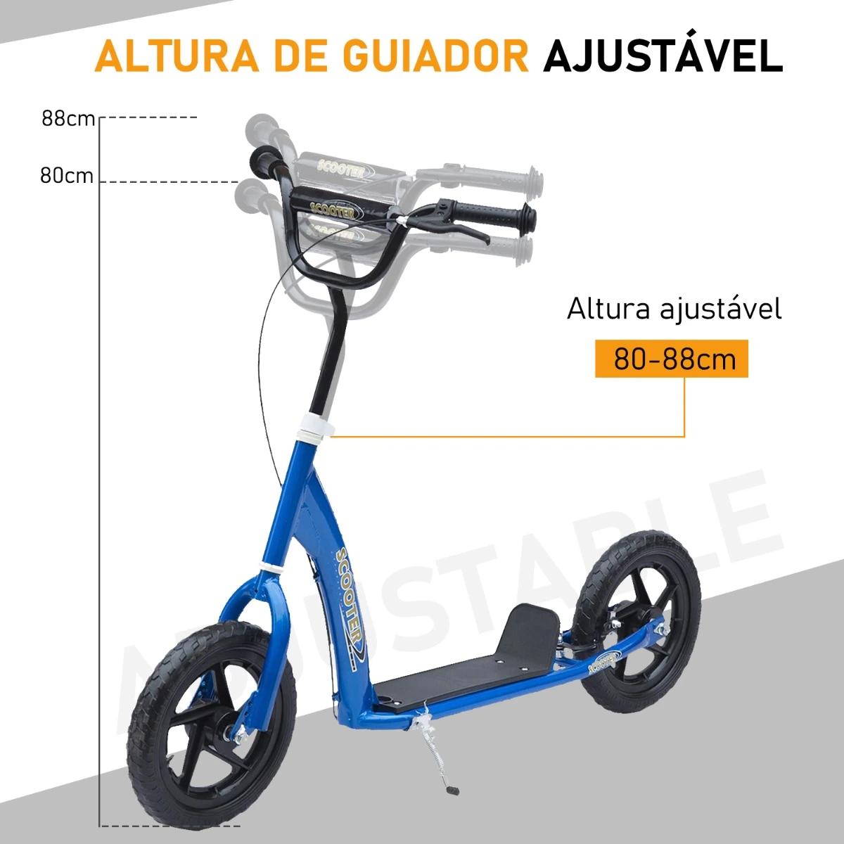 Trotinete para Crianças acima de 5 anos Scooter de 2 Rodas Grandes de 12 Polegadas com Freio e Guidão Ajustável em Altura Carga