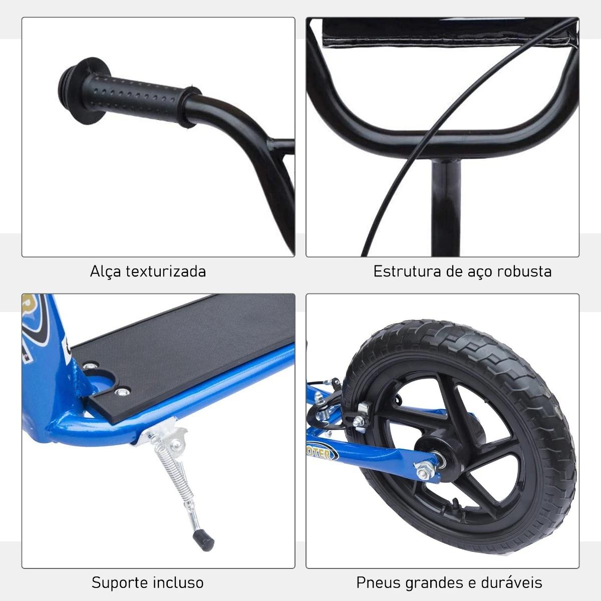 Trotinete para Crianças acima de 5 anos Scooter de 2 Rodas Grandes de 12 Polegadas com Freio e Guidão Ajustável em Altura Carga