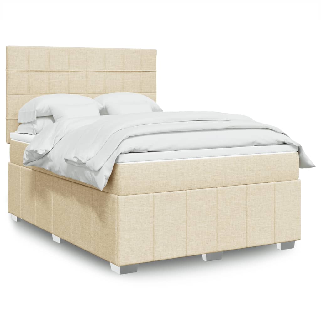 Cama com molas/colchão 160x200 cm tecido cor creme