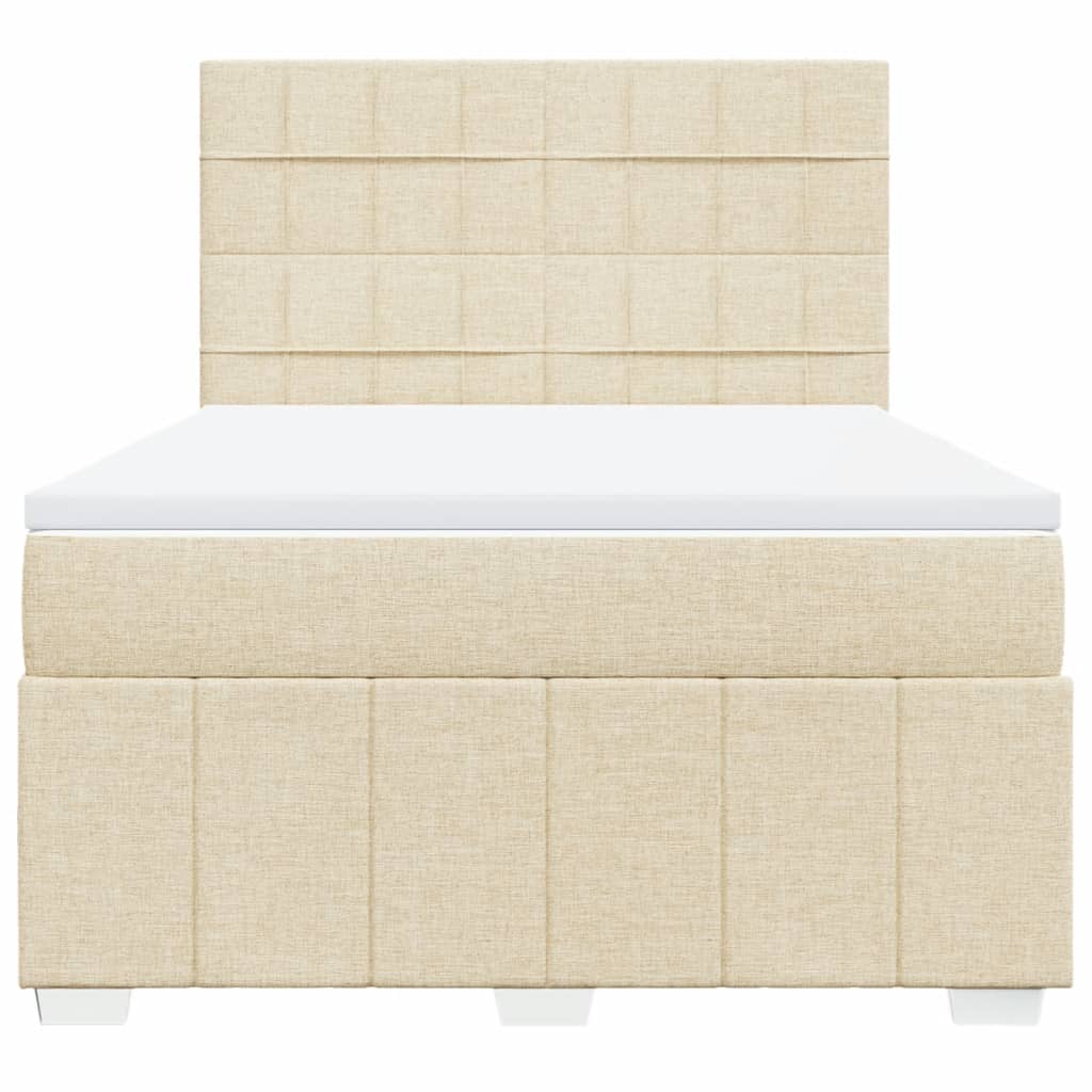 Cama com molas/colchão 160x200 cm tecido cor creme
