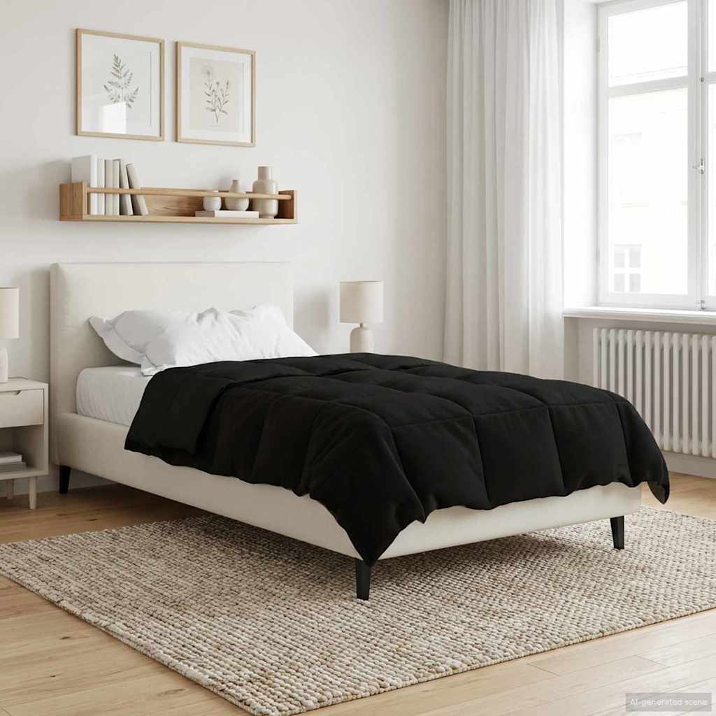 Duvet de ano inteiro colchonete preto 140 x 220 cm microfibra