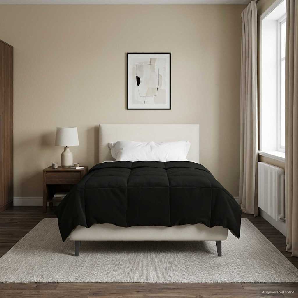 Duvet de ano inteiro colchonete preto 140 x 220 cm microfibra