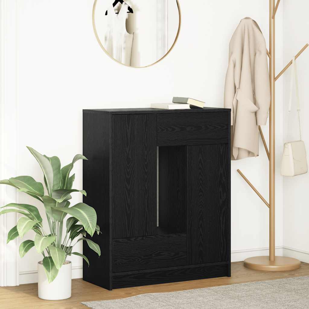 Aparador c/ gavetas e portas 73x31x90 cm carvalho preto