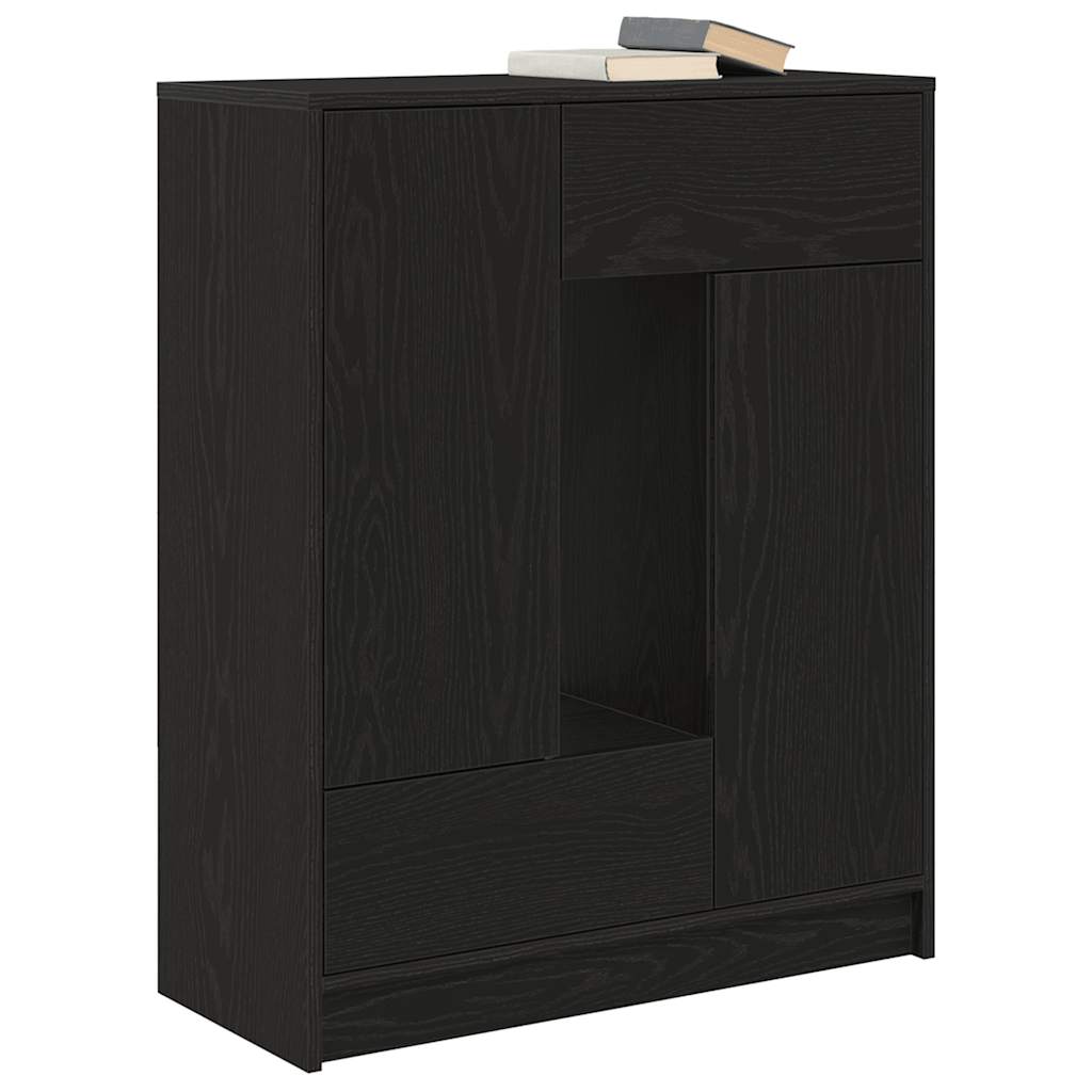 Aparador c/ gavetas e portas 73x31x90 cm carvalho preto