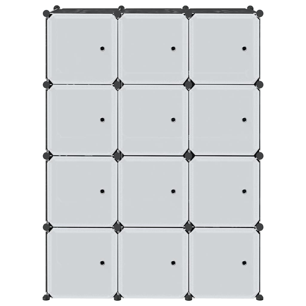 Organizador de arrumação com 12 cubos e portas PP preto