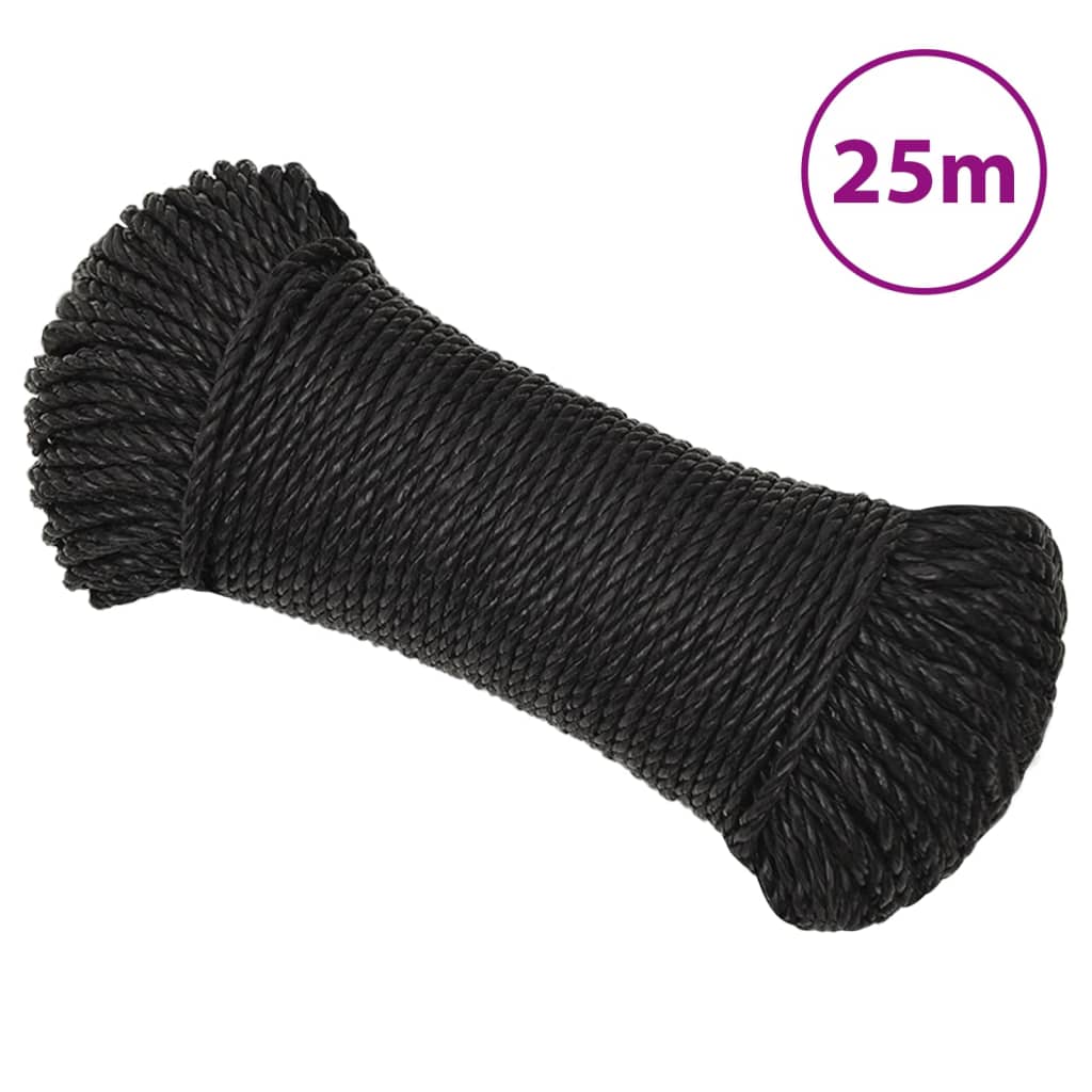 Corda de trabalho 3 mm 25 m poliéster preto