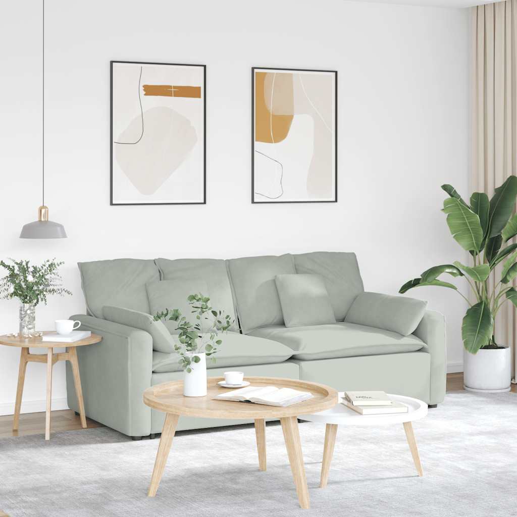 Sofá modular com almofadas cinzento-claro