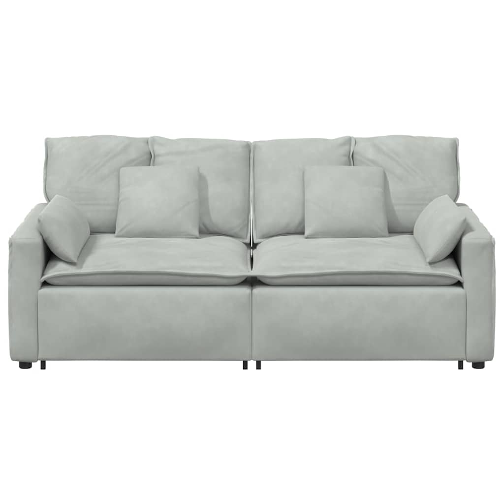 Sofá modular com almofadas cinzento-claro