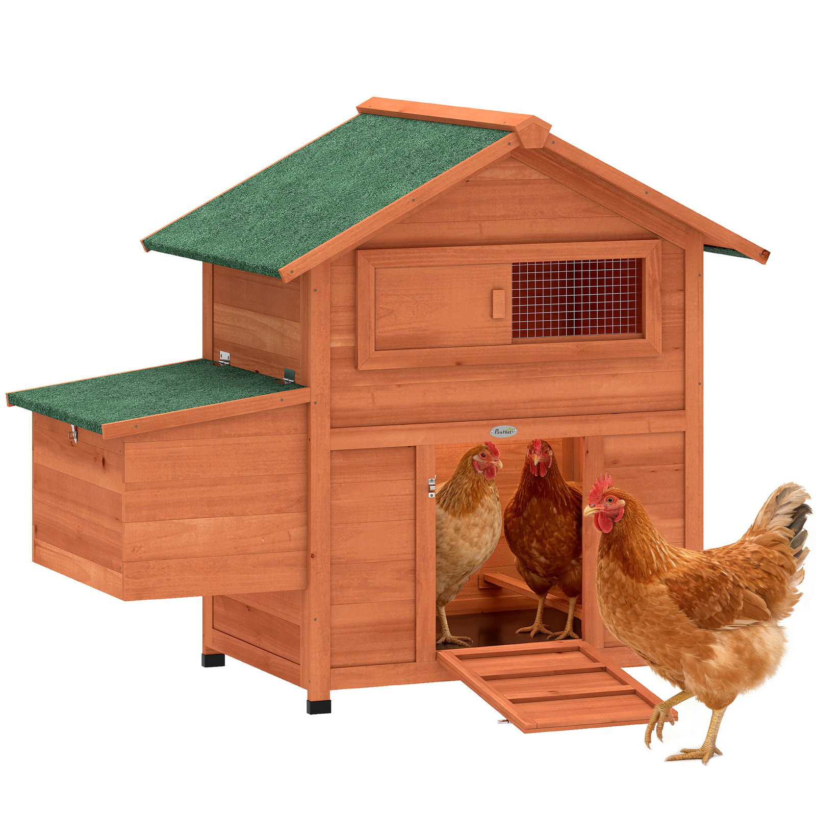 Galinheiro para exterior de madeira 113,5x67,5x95,5 cm galinheiro com ninho bandeja removível telhado impermeável poleiros
