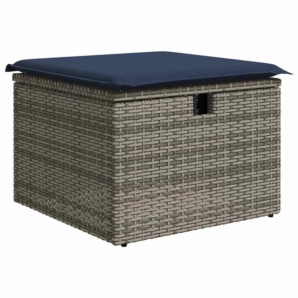 6 Pcs conjunto sofás de jardim com almofadões vime cinzento