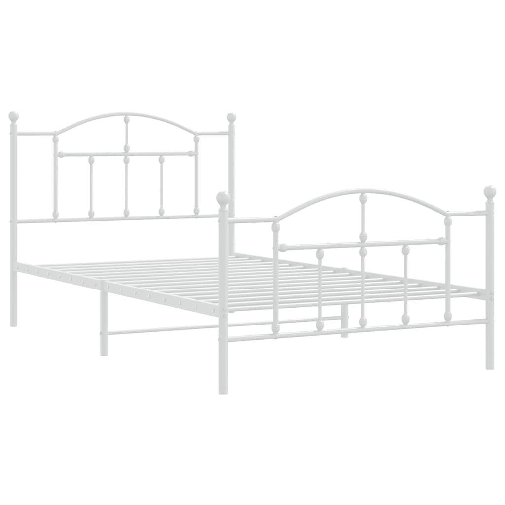 Estrutura de cama com cabeceira e pés 100x200 cm metal branco