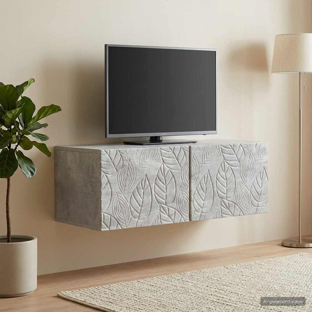 Gabinete de TV de parede 98 x 41 x 30 cm cinzento cimento