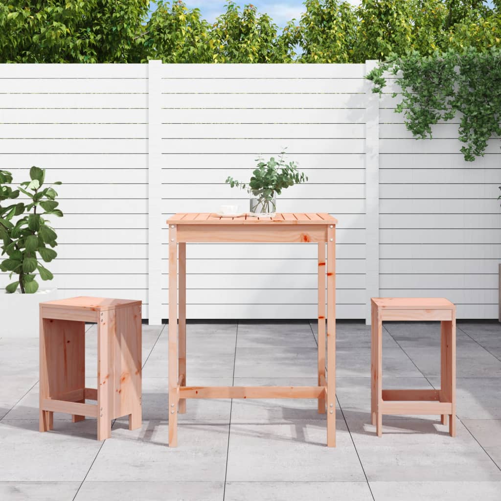 3 Pcs conjunto de bar para jardim madeira de douglas maciça
