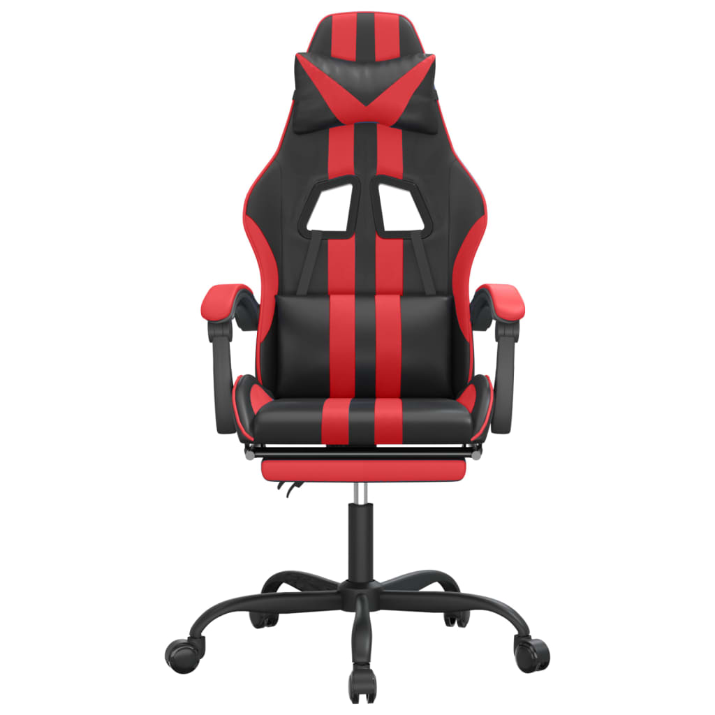 Cadeira gaming giratória c/ apoio couro artific. preto/vermelho