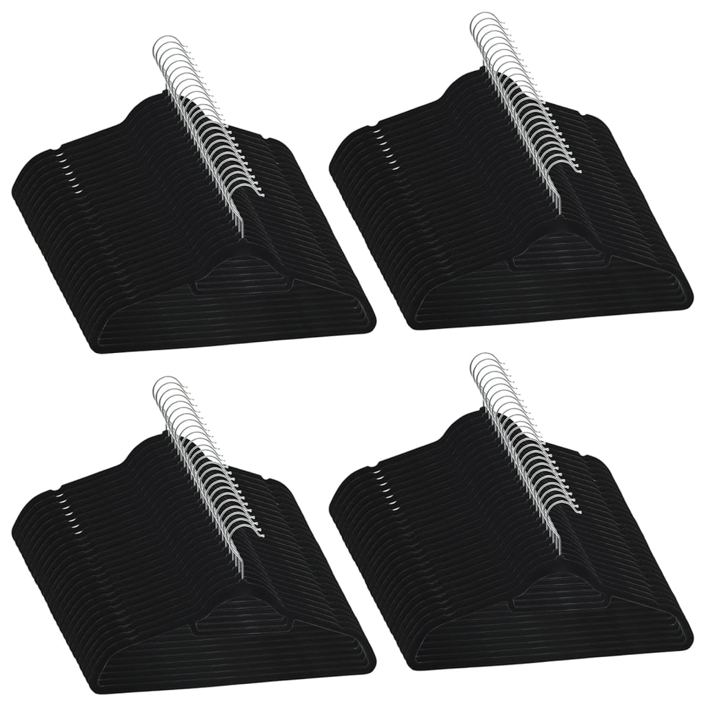 100 Pcs conjunto de cabides antiderrapantes veludo preto