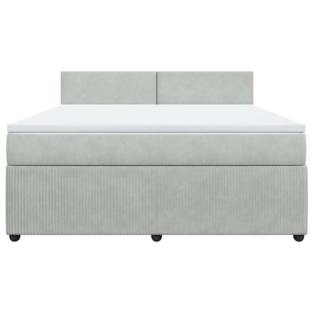 Cama com molas/colchão 180x200 cm veludo cinzento-claro