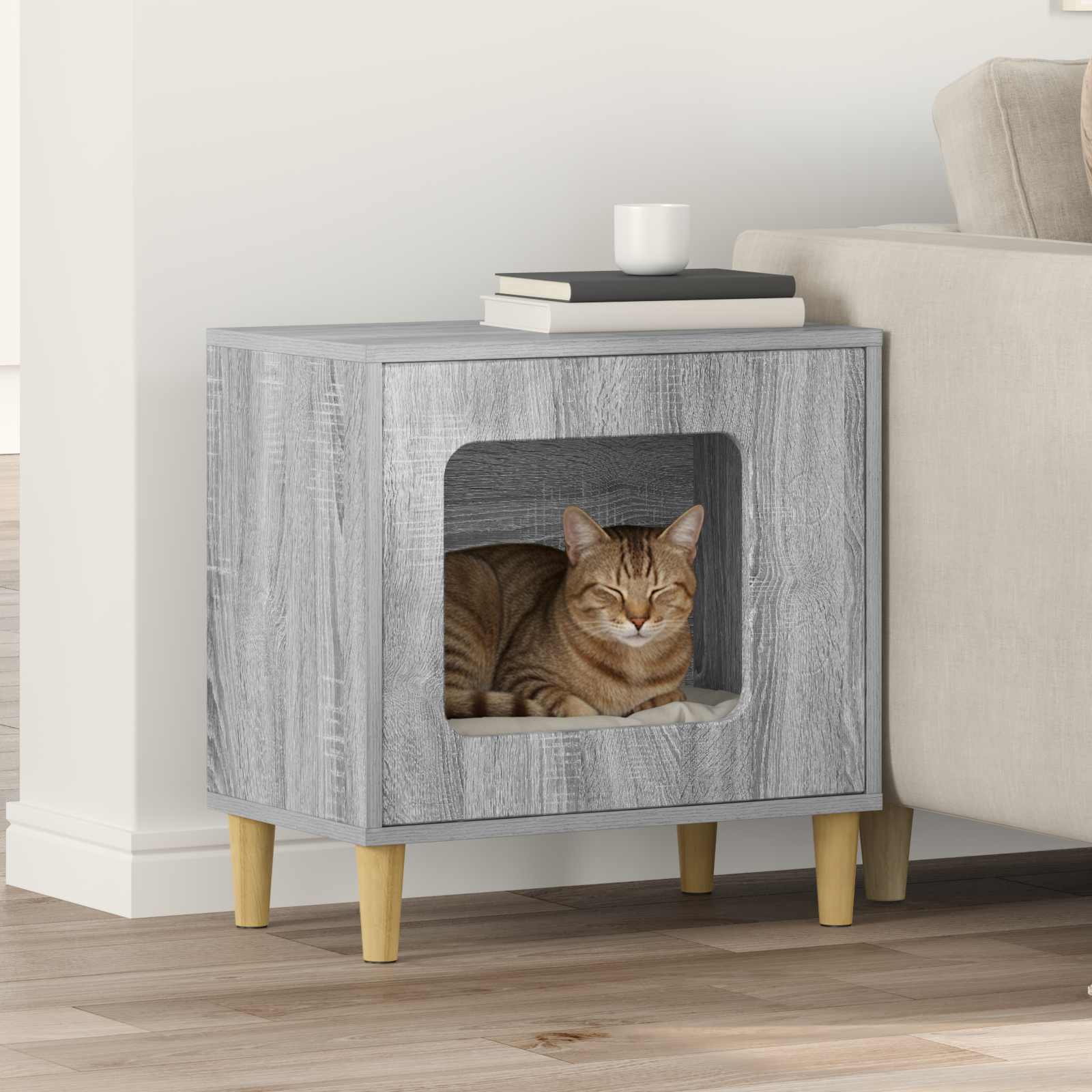 Casa para gatos cinza sonoma 51 x 30 x 52 cm