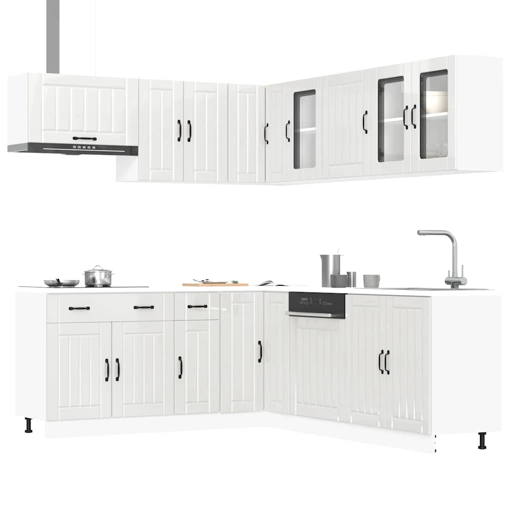 11 Peças armário de cozinha conjunto lucca brilho branco