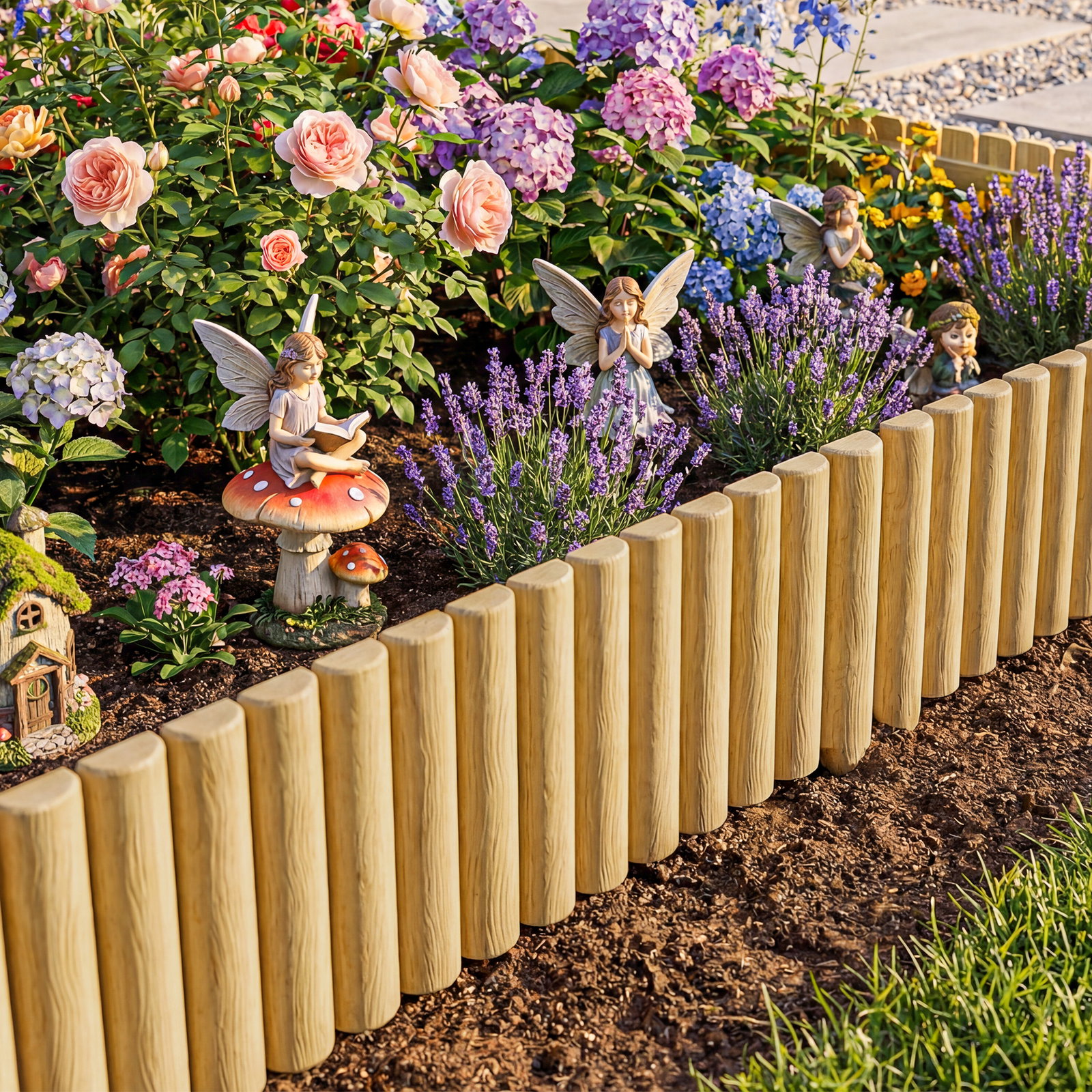 Cerca de jardim em madeira painel decorativo resistente e fácil de instalar para pátio relva caminho 176x38 cm madeira