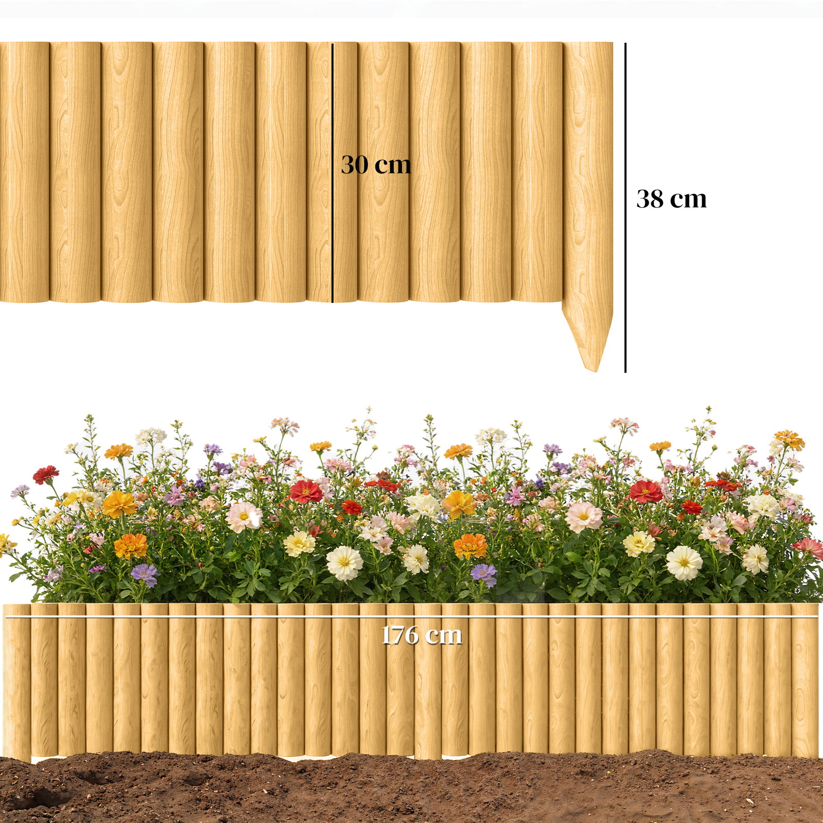 Cerca de jardim em madeira painel decorativo resistente e fácil de instalar para pátio relva caminho 176x38 cm madeira