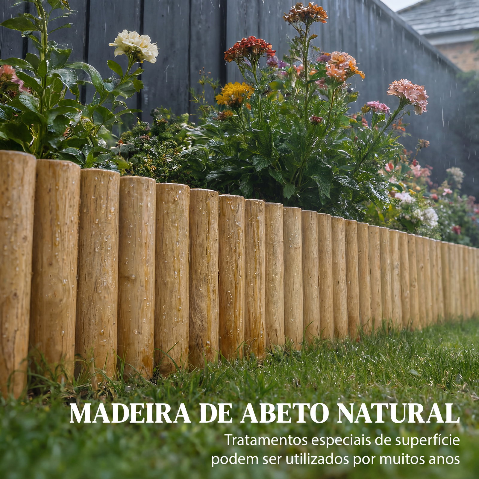 Cerca de jardim em madeira painel decorativo resistente e fácil de instalar para pátio relva caminho 176x38 cm madeira
