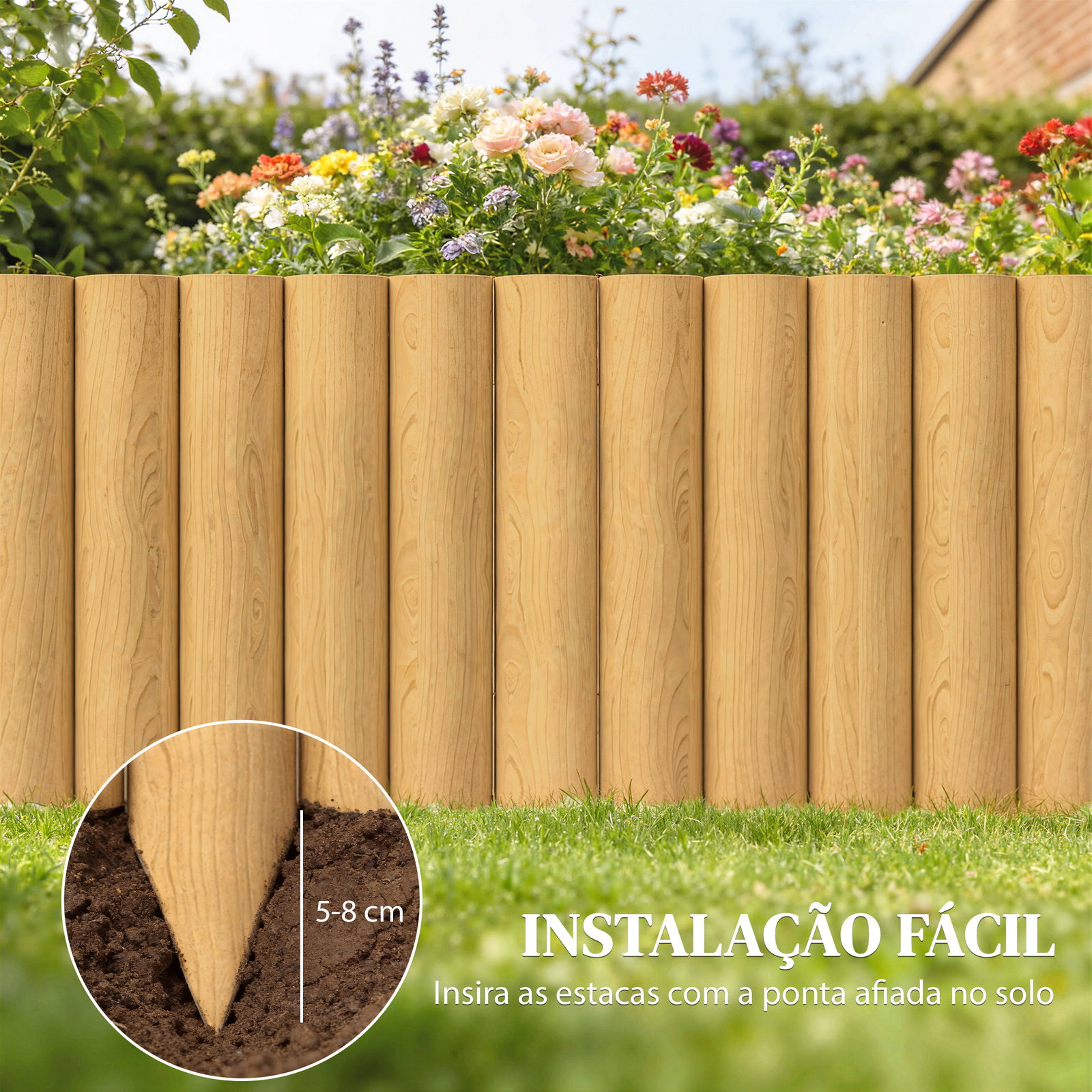 Cerca de jardim em madeira painel decorativo resistente e fácil de instalar para pátio relva caminho 176x38 cm madeira