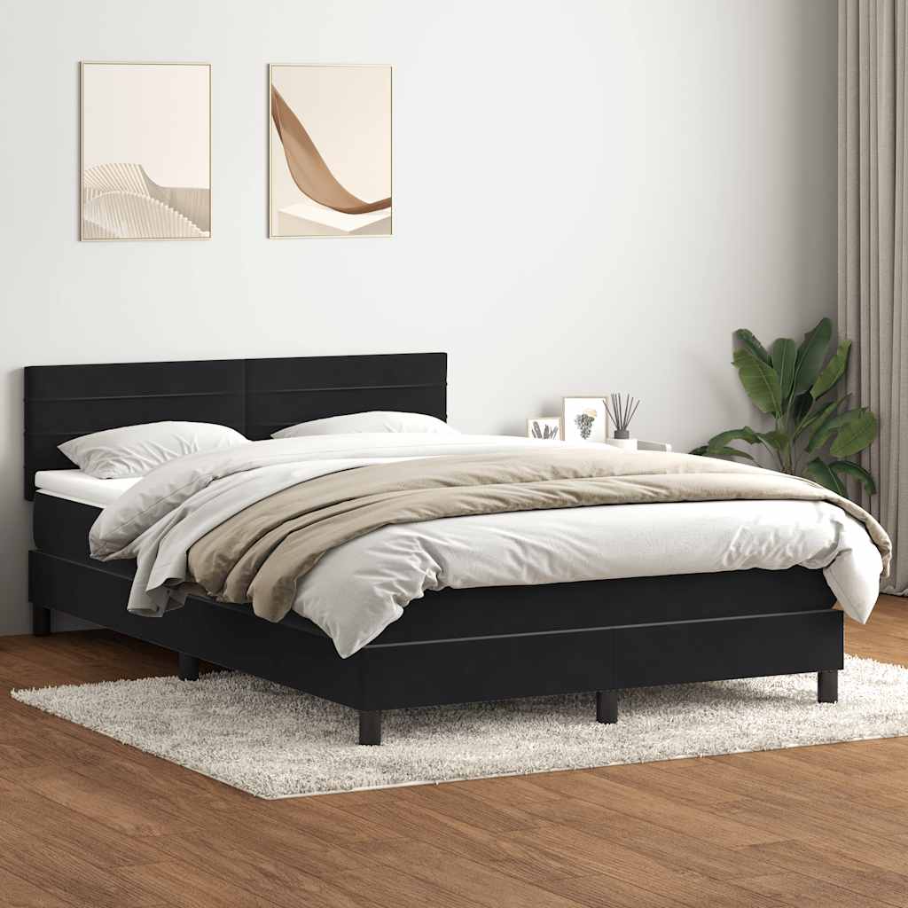 Cama com molas/colchão 160x210 cm veludo preto