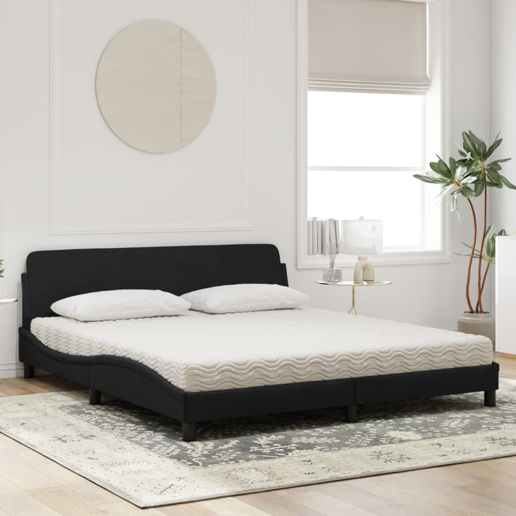 Cama com colchão dover 180x200 cm veludo preto